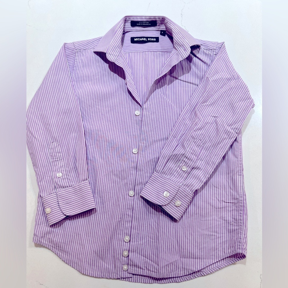 Michael Kors Kids Lavender Striped Button Down Shirt